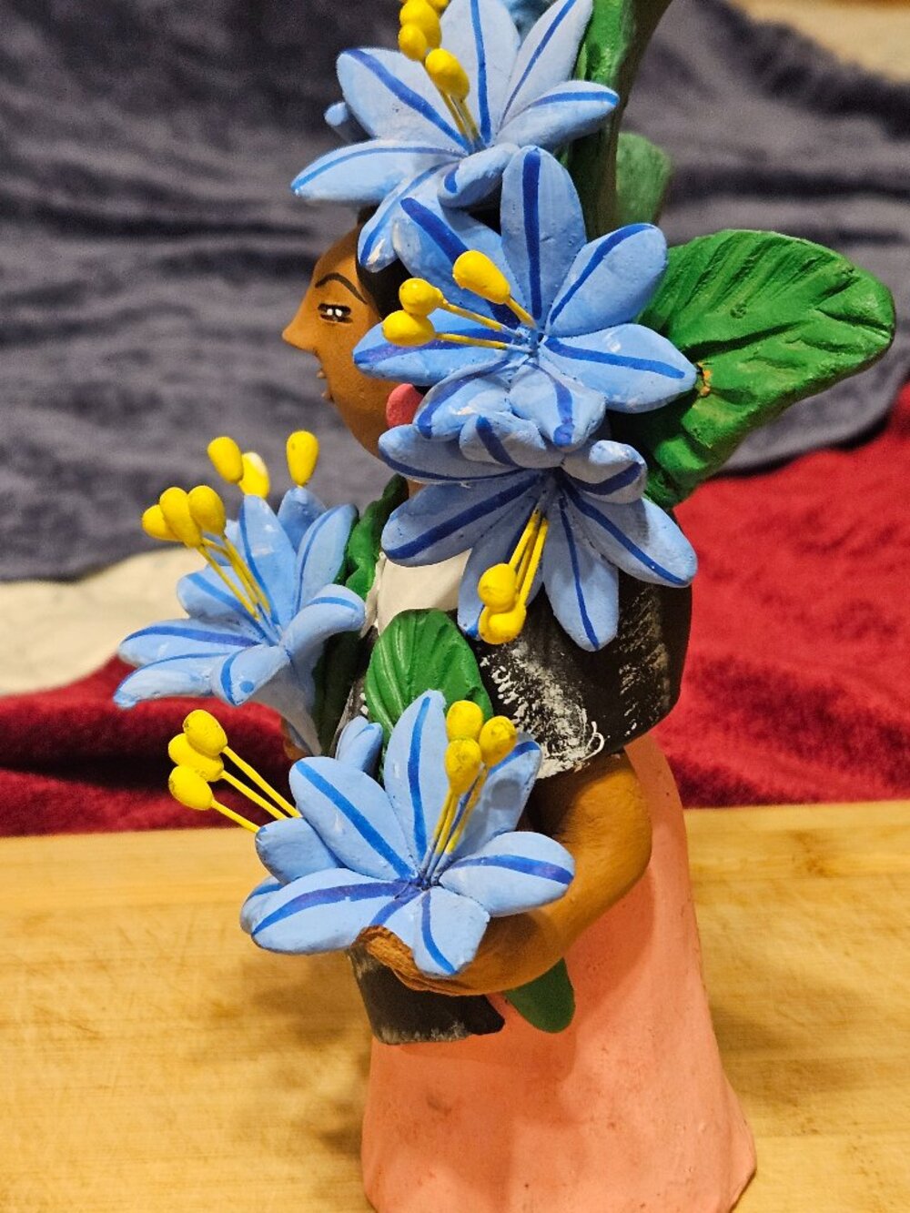 VINTAGE OAXACAN FLOWER SELLER CLAY SCULPTURE BY JOSEFINA AGUILAR SIGNED STUNNING - Picture 2 of 11